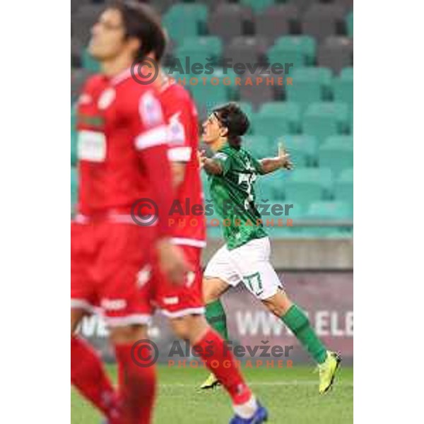 In action during Prva Liga Telemach football match between Olimpija and Aluminij in SRC Stozice, Ljubljana, Slovenia on August 29, 2021