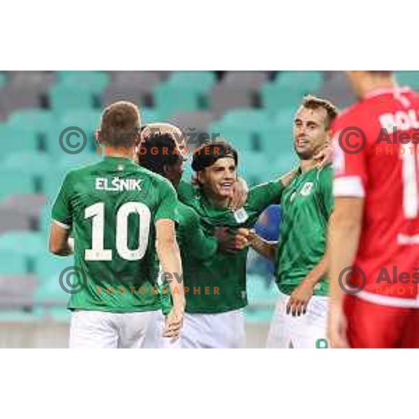 In action during Prva Liga Telemach football match between Olimpija and Aluminij in SRC Stozice, Ljubljana, Slovenia on August 29, 2021