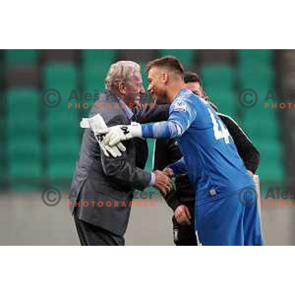 Milan Mandaric and Nejc Vidmar during Prva Liga Telemach football match between Olimpija and Aluminij in SRC Stozice, Ljubljana, Slovenia on August 29, 2021