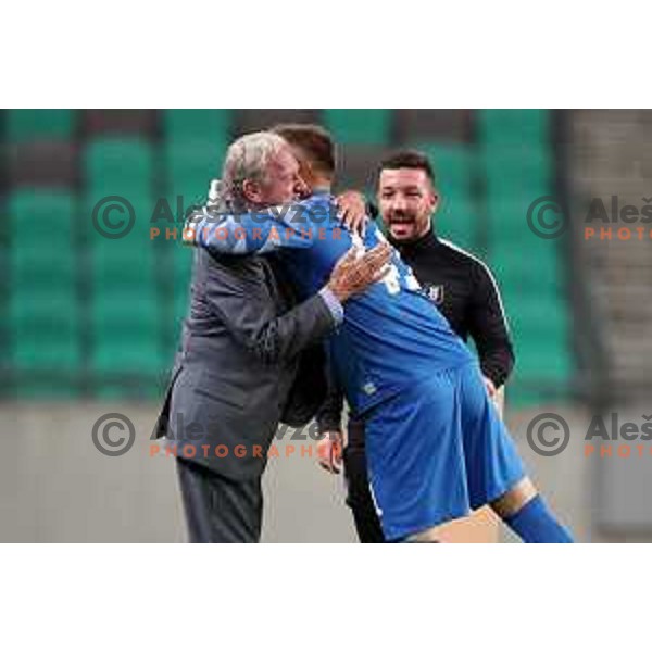 Milan Mandaric and Nejc Vidmar during Prva Liga Telemach football match between Olimpija and Aluminij in SRC Stozice, Ljubljana, Slovenia on August 29, 2021