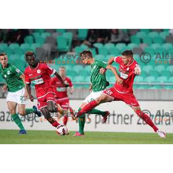In action during Prva Liga Telemach football match between Olimpija and Aluminij in SRC Stozice, Ljubljana, Slovenia on August 29, 2021