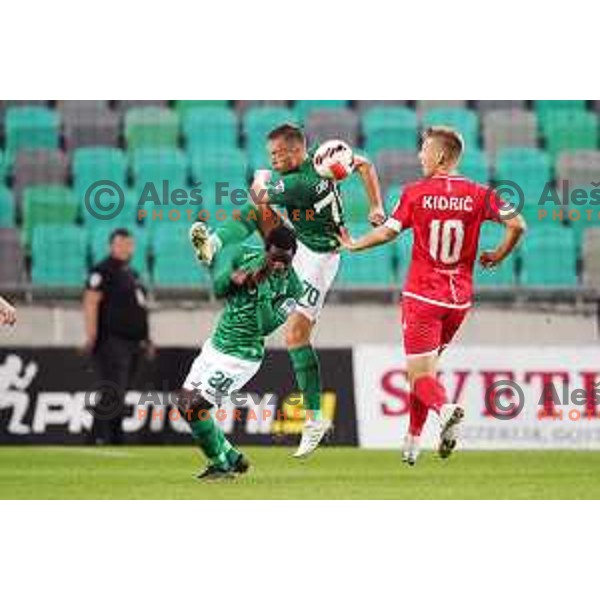 In action during Prva Liga Telemach football match between Olimpija and Aluminij in SRC Stozice, Ljubljana, Slovenia on August 29, 2021