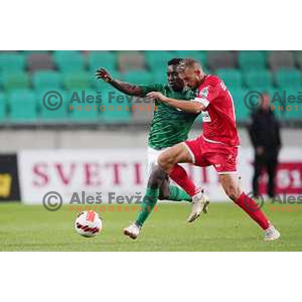 In action during Prva Liga Telemach football match between Olimpija and Aluminij in SRC Stozice, Ljubljana, Slovenia on August 29, 2021