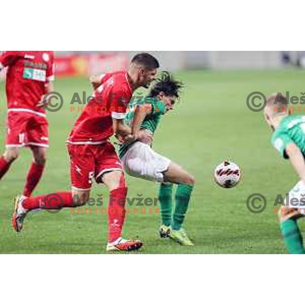 In action during Prva Liga Telemach football match between Olimpija and Aluminij in SRC Stozice, Ljubljana, Slovenia on August 29, 2021