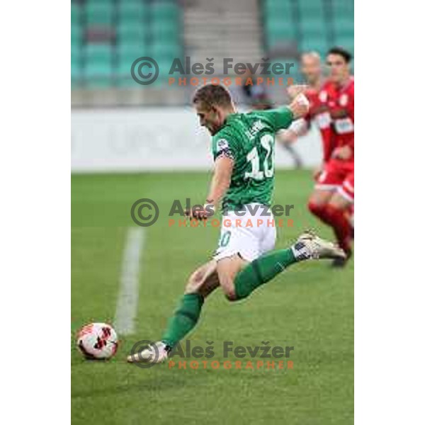 In action during Prva Liga Telemach football match between Olimpija and Aluminij in SRC Stozice, Ljubljana, Slovenia on August 29, 2021