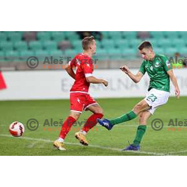 In action during Prva Liga Telemach football match between Olimpija and Aluminij in SRC Stozice, Ljubljana, Slovenia on August 29, 2021