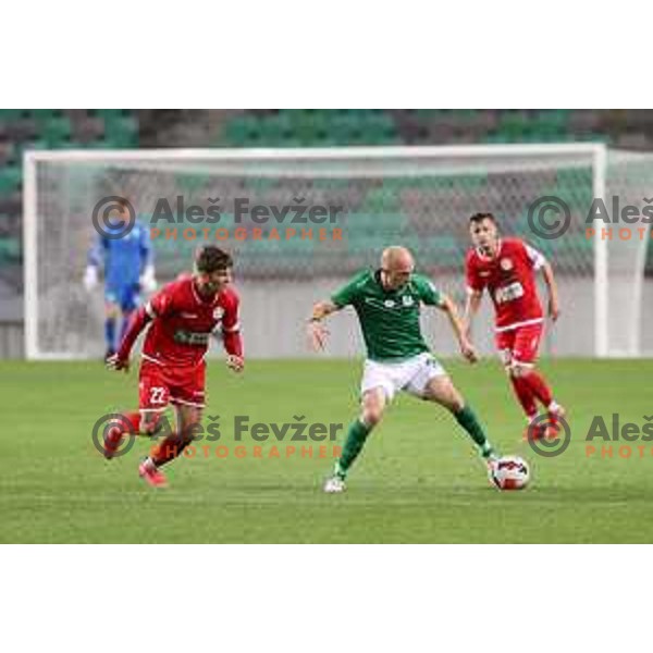 In action during Prva Liga Telemach football match between Olimpija and Aluminij in SRC Stozice, Ljubljana, Slovenia on August 29, 2021