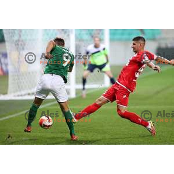 In action during Prva Liga Telemach football match between Olimpija and Aluminij in SRC Stozice, Ljubljana, Slovenia on August 29, 2021