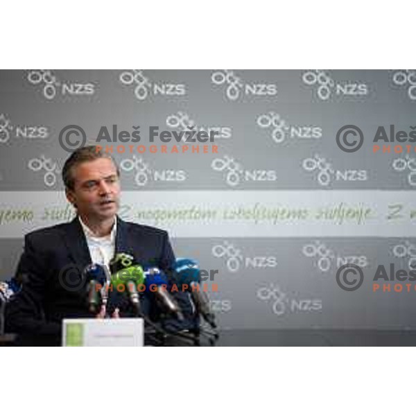 Damir Skomina during his farewell press conference as active football referee at NNC Brdo, Slovenia on August 30, 2021