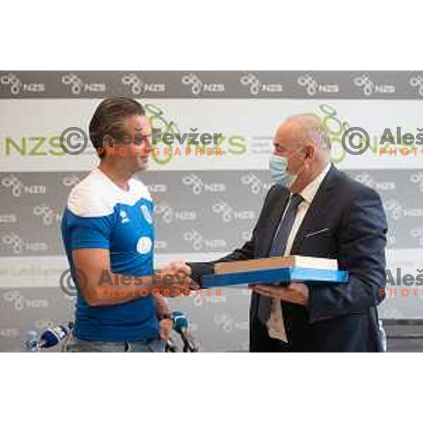 Damir Skomina during his farewell press conference as active football referee at NNC Brdo, Slovenia on August 30, 2021