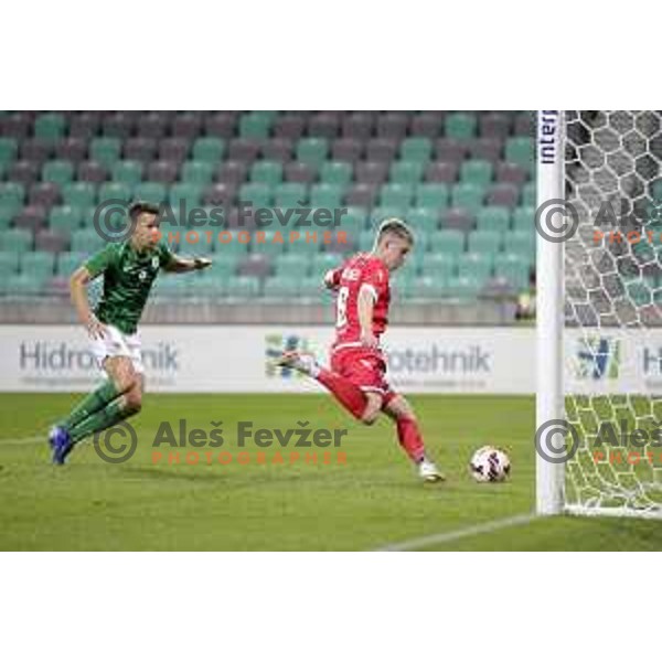 In action during Prva Liga Telemach football match between Olimpija and Aluminij in Ljubljana, Slovenia on August 28, 2021