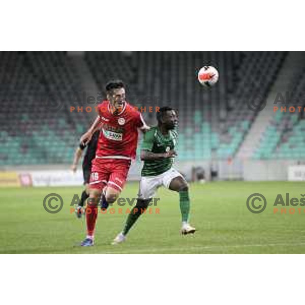 In action during Prva Liga Telemach football match between Olimpija and Aluminij in Ljubljana, Slovenia on August 28, 2021