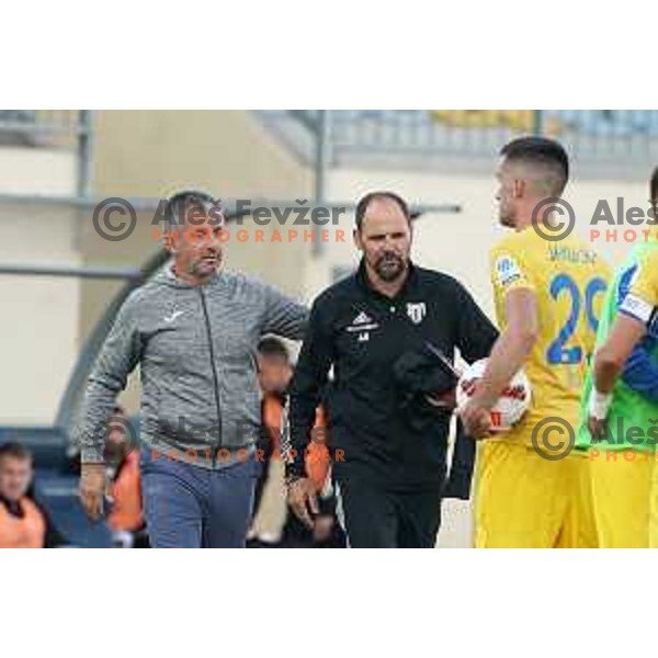 Head coach Dejan Djuranovic and head coach Ante Simundza during Prva Liga Telemach football match between Domzale and Mura in Domzale, Slovenia on August 29, 2021