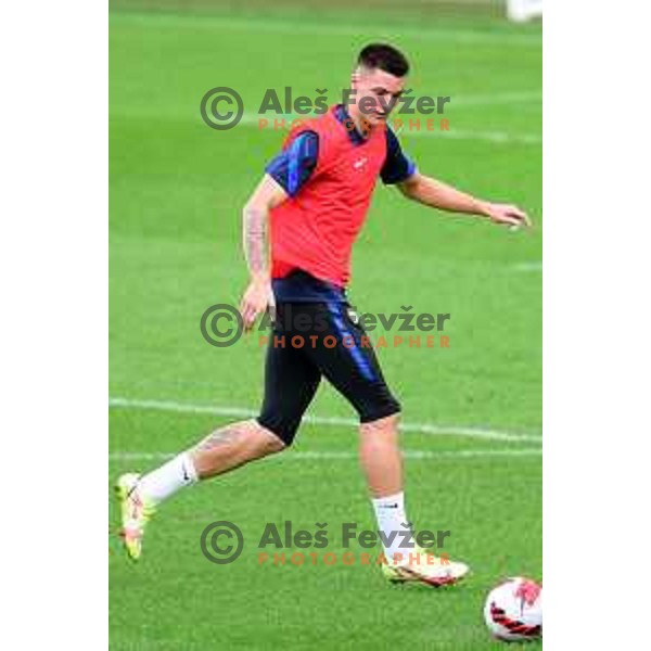 Benjamin Sesko during Slovenia football team practice session in Arena Stozice, Ljubljana, Slovenia on August 31, 2021