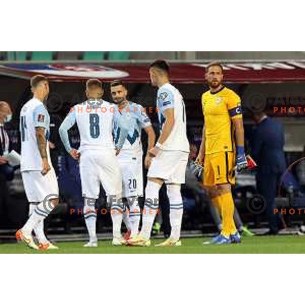 in action during FIFA World Cup 2022 Qualifiers match between Slovenia and Slovakia at Arena Stozice, Ljubljana, Slovenia on September 1, 2021