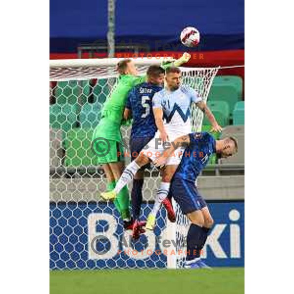 in action during FIFA World Cup 2022 Qualifiers match between Slovenia and Slovakia at Arena Stozice, Ljubljana, Slovenia on September 1, 2021