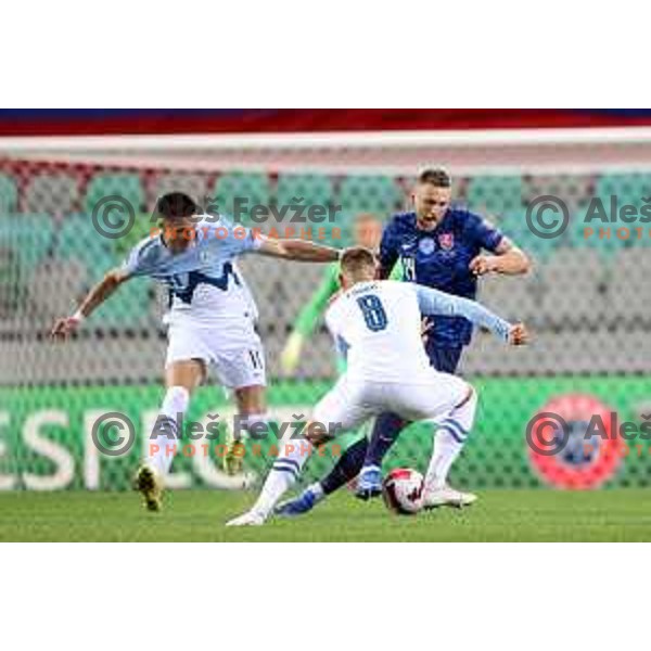 in action during FIFA World Cup 2022 Qualifiers match between Slovenia and Slovakia at Arena Stozice, Ljubljana, Slovenia on September 1, 2021