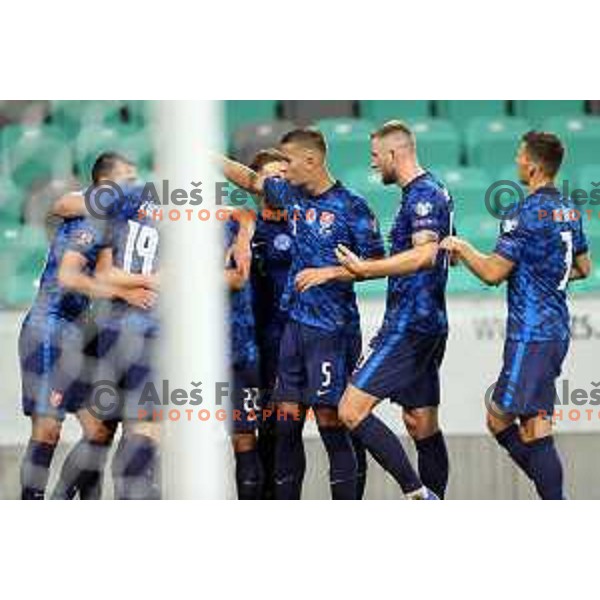 in action during FIFA World Cup 2022 Qualifiers match between Slovenia and Slovakia at Arena Stozice, Ljubljana, Slovenia on September 1, 2021
