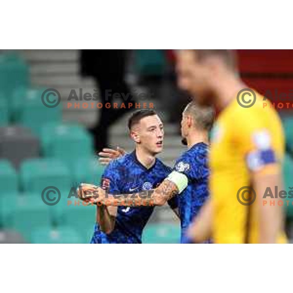 in action during FIFA World Cup 2022 Qualifiers match between Slovenia and Slovakia at Arena Stozice, Ljubljana, Slovenia on September 1, 2021