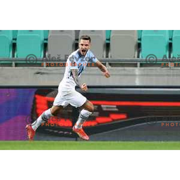 Petar Stojanovic in action during FIFA World Cup 2022 Qualifiers match between Slovenia and Slovakia at Arena Stozice, Ljubljana, Slovenia on September 1, 2021