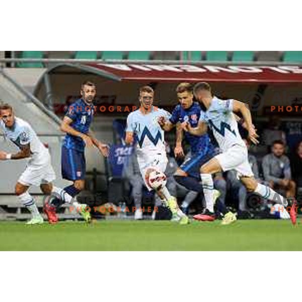 in action during FIFA World Cup 2022 Qualifiers match between Slovenia and Slovakia at Arena Stozice, Ljubljana, Slovenia on September 1, 2021
