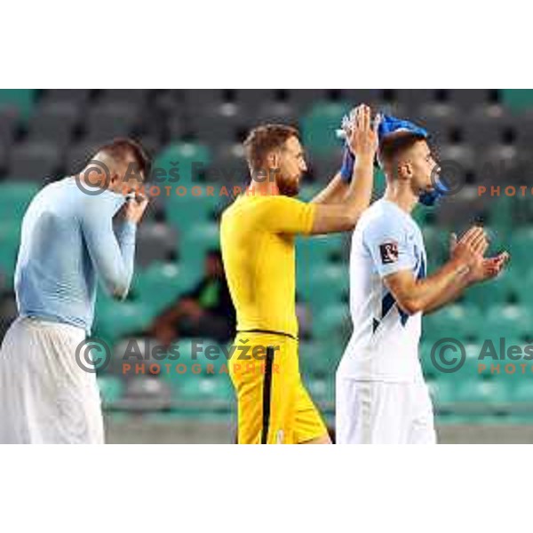 Jan Oblak in action during FIFA World Cup 2022 Qualifiers match between Slovenia and Slovakia at Arena Stozice, Ljubljana, Slovenia on September 1, 2021