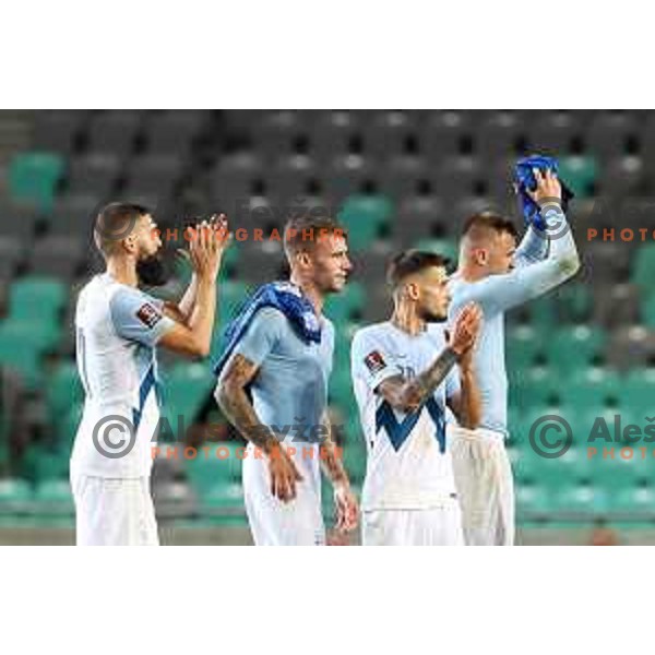 in action during FIFA World Cup 2022 Qualifiers match between Slovenia and Slovakia at Arena Stozice, Ljubljana, Slovenia on September 1, 2021