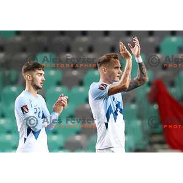 in action during FIFA World Cup 2022 Qualifiers match between Slovenia and Slovakia at Arena Stozice, Ljubljana, Slovenia on September 1, 2021