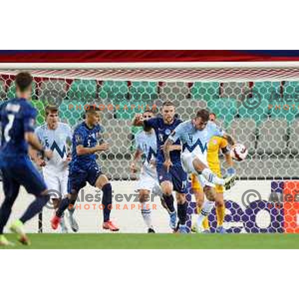 in action during FIFA World Cup 2022 Qualifiers match between Slovenia and Slovakia at Arena Stozice, Ljubljana, Slovenia on September 1, 2021