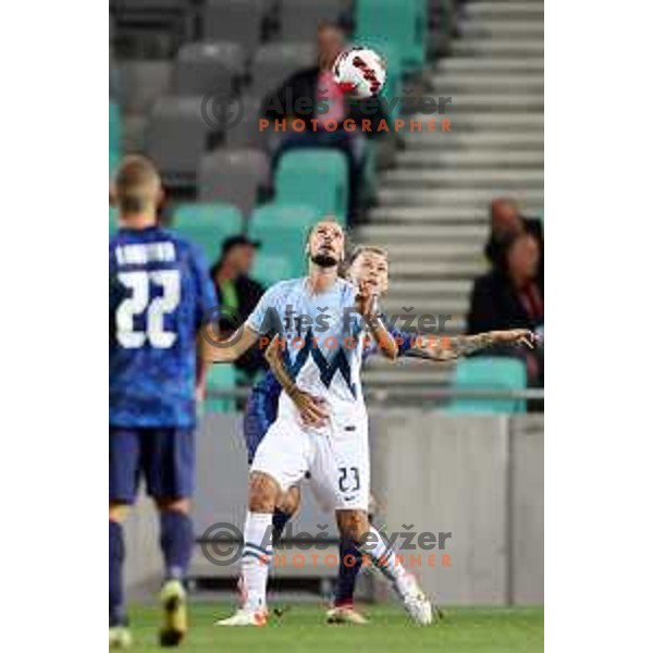 in action during FIFA World Cup 2022 Qualifiers match between Slovenia and Slovakia at Arena Stozice, Ljubljana, Slovenia on September 1, 2021