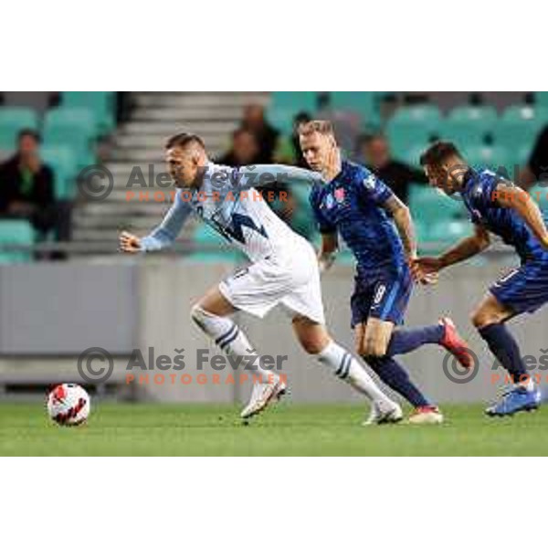 Josip Ilicic in action during FIFA World Cup 2022 Qualifiers match between Slovenia and Slovakia at Arena Stozice, Ljubljana, Slovenia on September 1, 2021