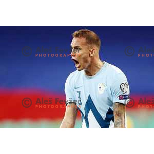 in action during FIFA World Cup 2022 Qualifiers match between Slovenia and Slovakia at Arena Stozice, Ljubljana, Slovenia on September 1, 2021