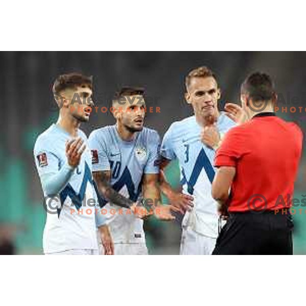 in action during FIFA World Cup 2022 Qualifiers match between Slovenia and Slovakia at Arena Stozice, Ljubljana, Slovenia on September 1, 2021