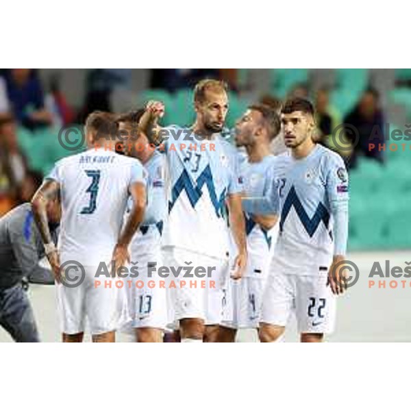 in action during FIFA World Cup 2022 Qualifiers match between Slovenia and Slovakia at Arena Stozice, Ljubljana, Slovenia on September 1, 2021