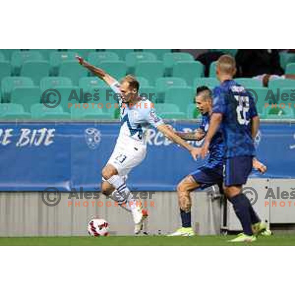in action during FIFA World Cup 2022 Qualifiers match between Slovenia and Slovakia at Arena Stozice, Ljubljana, Slovenia on September 1, 2021