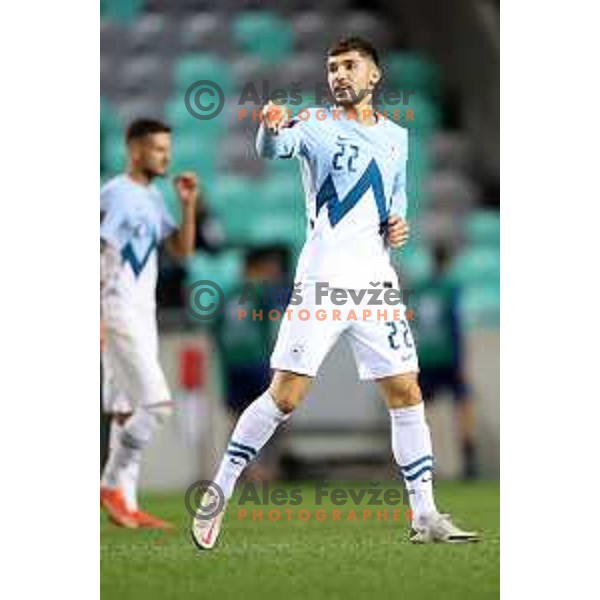in action during FIFA World Cup 2022 Qualifiers match between Slovenia and Slovakia at Arena Stozice, Ljubljana, Slovenia on September 1, 2021