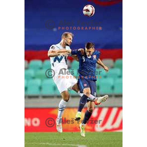 in action during FIFA World Cup 2022 Qualifiers match between Slovenia and Slovakia at Arena Stozice, Ljubljana, Slovenia on September 1, 2021