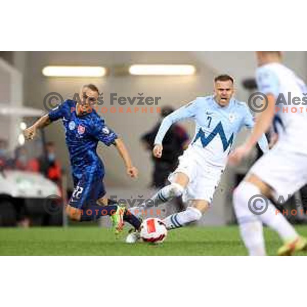 Josip Ilicic in action during FIFA World Cup 2022 Qualifiers match between Slovenia and Slovakia at Arena Stozice, Ljubljana, Slovenia on September 1, 2021