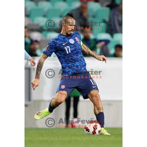 Marek Hamsik in action during FIFA World Cup 2022 Qualifiers match between Slovenia and Slovakia at Arena Stozice, Ljubljana, Slovenia on September 1, 2021