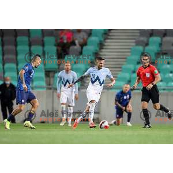 in action during FIFA World Cup 2022 Qualifiers match between Slovenia and Slovakia at Arena Stozice, Ljubljana, Slovenia on September 1, 2021