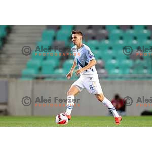 in action during FIFA World Cup 2022 Qualifiers match between Slovenia and Slovakia at Arena Stozice, Ljubljana, Slovenia on September 1, 2021