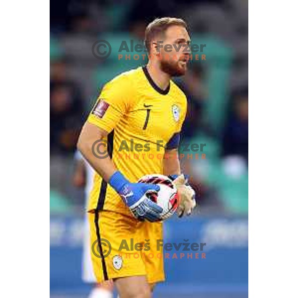 Jan Oblak in action during FIFA World Cup 2022 Qualifiers match between Slovenia and Slovakia at Arena Stozice, Ljubljana, Slovenia on September 1, 2021