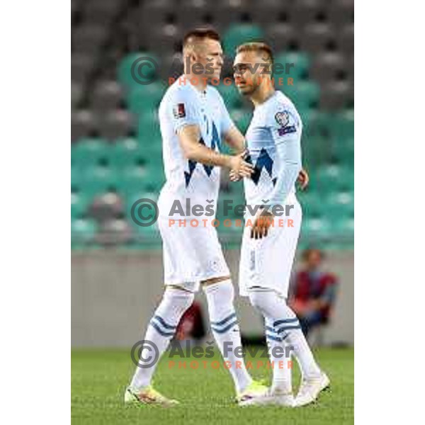 Josip Ilicic in action during FIFA World Cup 2022 Qualifiers match between Slovenia and Slovakia at Arena Stozice, Ljubljana, Slovenia on September 1, 2021
