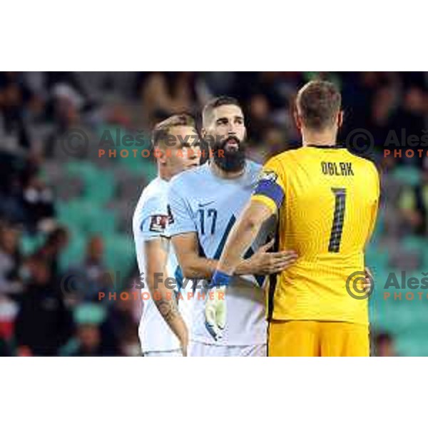 in action during FIFA World Cup 2022 Qualifiers match between Slovenia and Slovakia at Arena Stozice, Ljubljana, Slovenia on September 1, 2021