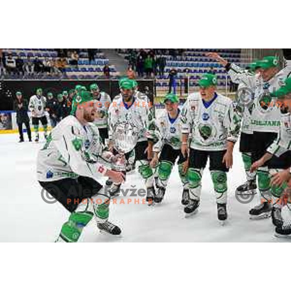 in action at Final of Slovenian Ice-Hockey Cup between SZ Olimpija and SIJ Acroni Jesenice at Bled, Slovenia on September 4, 2021
