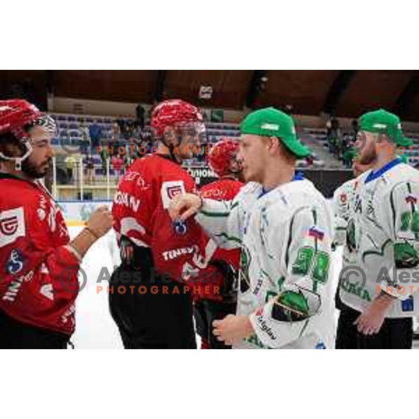 in action at Final of Slovenian Ice-Hockey Cup between SZ Olimpija and SIJ Acroni Jesenice at Bled, Slovenia on September 4, 2021