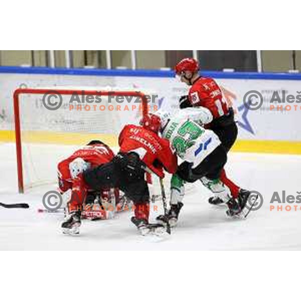 in action at Final of Slovenian Ice-Hockey Cup between SZ Olimpija and SIJ Acroni Jesenice at Bled, Slovenia on September 4, 2021