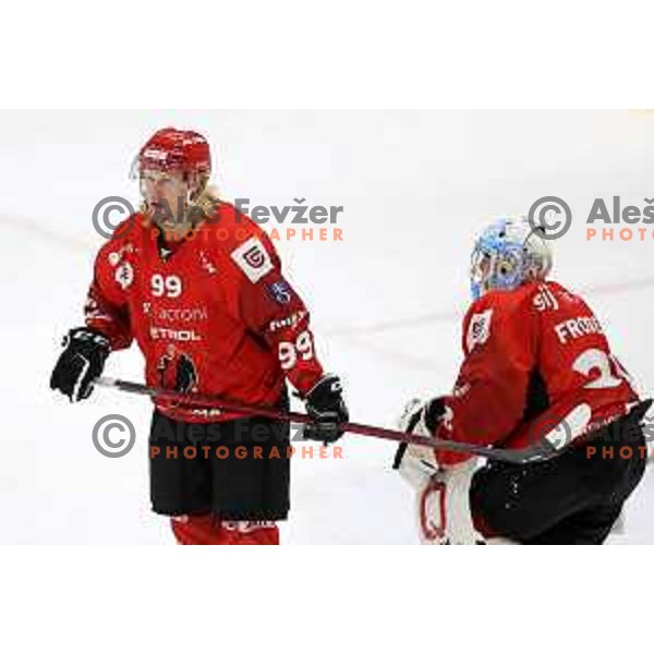 in action at Final of Slovenian Ice-Hockey Cup between SZ Olimpija and SIJ Acroni Jesenice at Bled, Slovenia on September 4, 2021