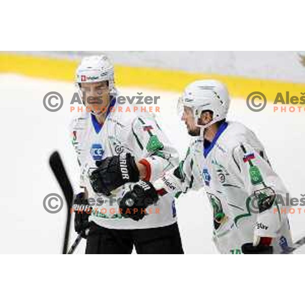 in action at Final of Slovenian Ice-Hockey Cup between SZ Olimpija and SIJ Acroni Jesenice at Bled, Slovenia on September 4, 2021