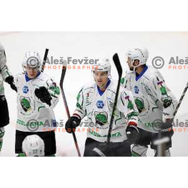 in action at Final of Slovenian Ice-Hockey Cup between SZ Olimpija and SIJ Acroni Jesenice at Bled, Slovenia on September 4, 2021